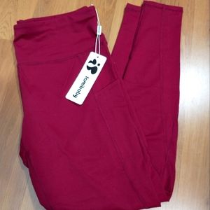 Women's Burgundy Workout Leggings